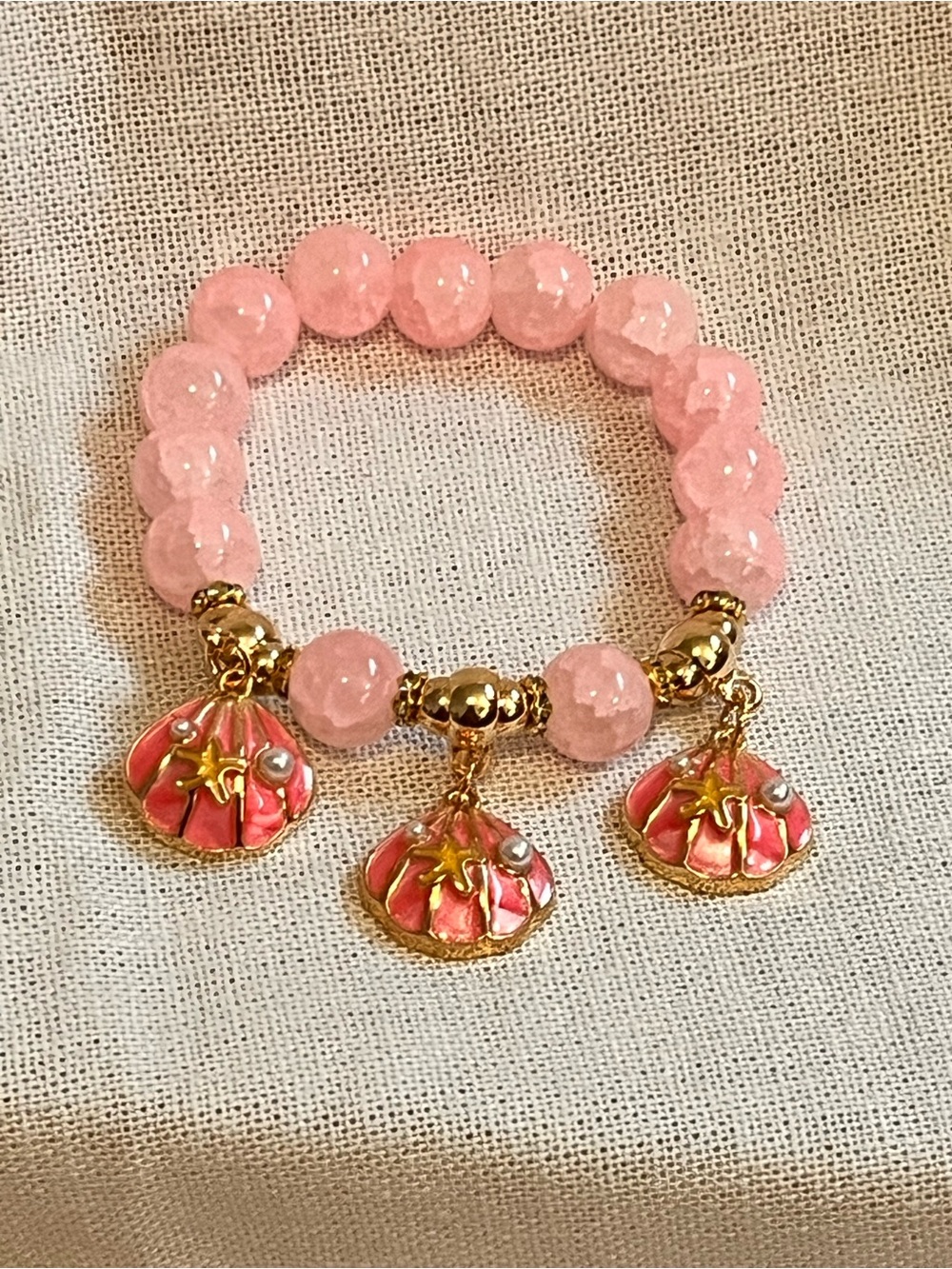 Pink Beaded Shell Charm Bracelet - Brand